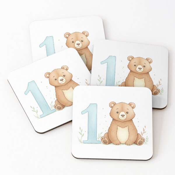 Item preview, Watercolor bear with number 1 designed and sold by Motivburg.