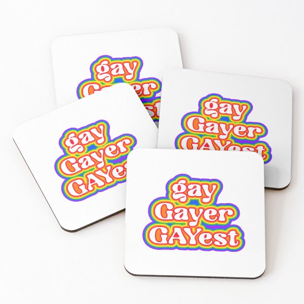 Item preview, Gay Gayer Gayest Bouncy Rainbow Typography designed and sold by Niji Hibana.