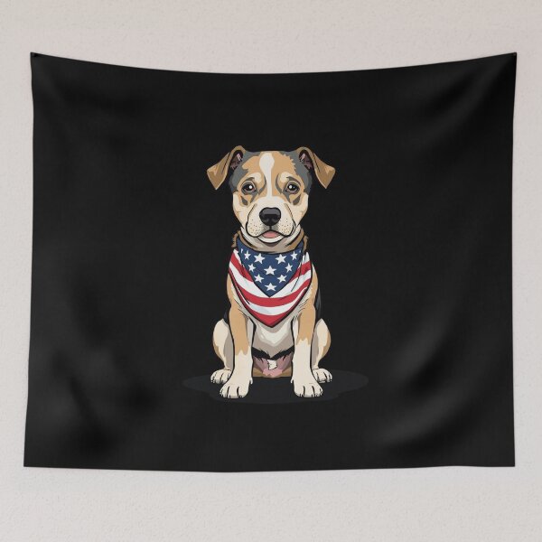 Item preview, Cute Dog with Patriotic Bandana Illustration designed and sold by KapiPrint.