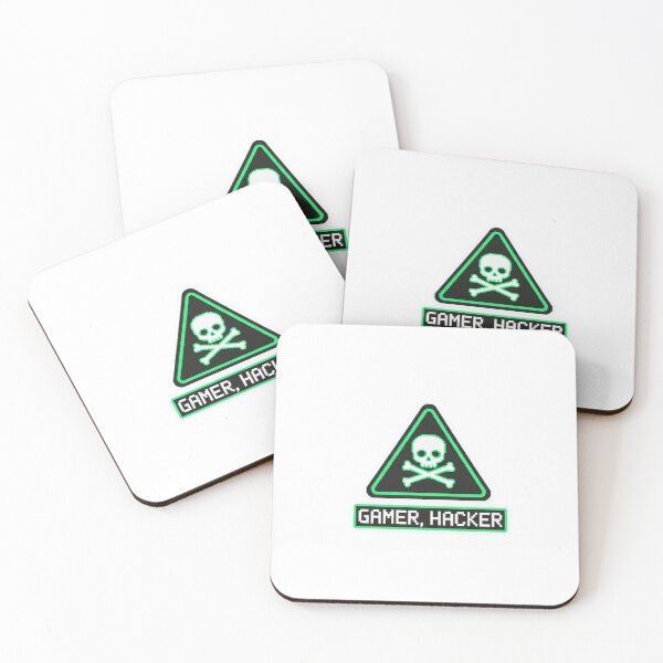 Item preview, Gamer Hacker Skull - Green & White Warning Sign designed and sold by XM STOREZ .