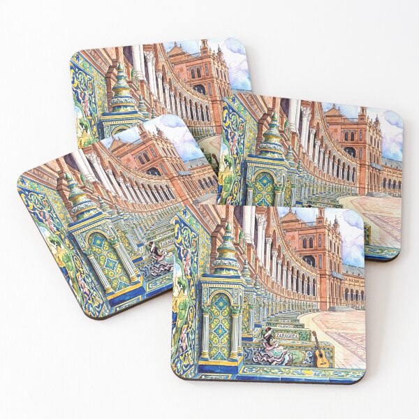 Item preview, Seville Spain Plaza de España Watercolor Art designed and sold by POSTERIOCREW.