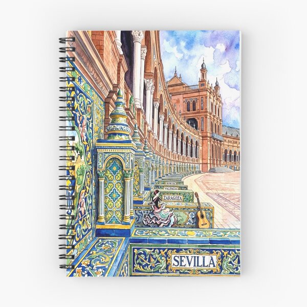 Artikelvorschau, Sevilla Spanien Plaza de España Aquarellkunst entworfen und verkauft von posteriocrew.