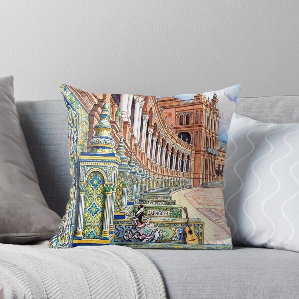 Item preview, Seville Spain Plaza de España Watercolor Art designed and sold by posteriocrew.