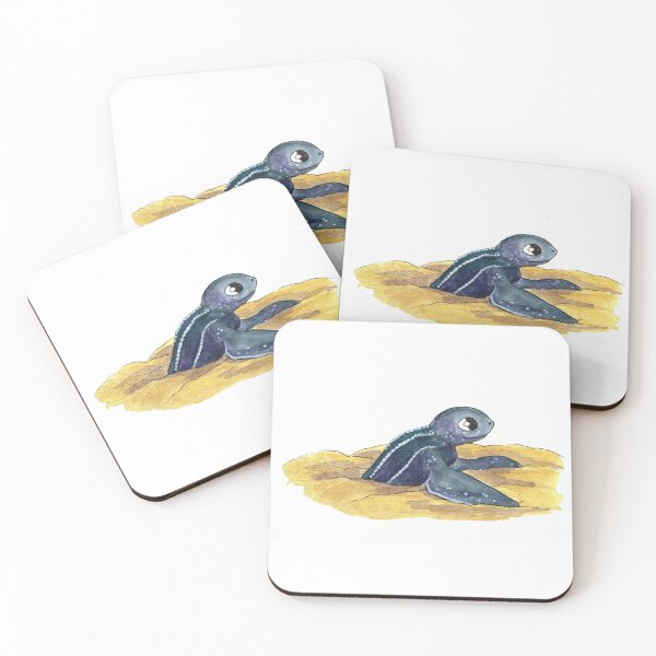 Item preview, Baby leatherback turtle – Watercolor illustration, birth on the beach designed and sold by Chouetteplanete.