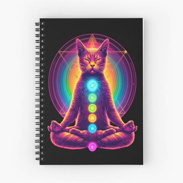 Item preview, Psychedelic Chakra Cat Meditation | Neon Spiritual Yoga Aesthetic Cat Design designed and sold by IdentityThread.