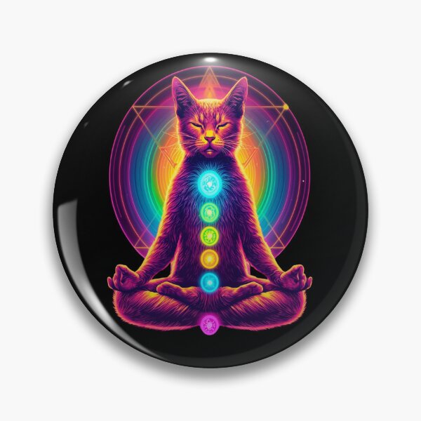 Item preview, Psychedelic Chakra Cat Meditation | Neon Spiritual Yoga Aesthetic Cat Design designed and sold by IdentityThread.