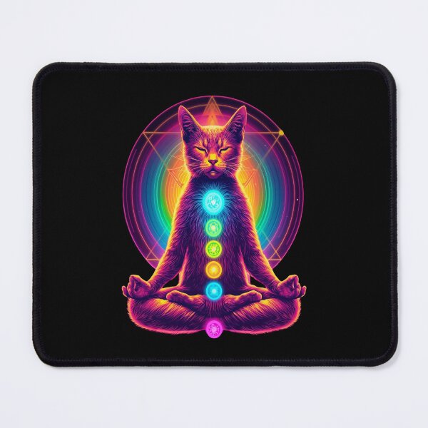 Item preview, Psychedelic Chakra Cat Meditation | Neon Spiritual Yoga Aesthetic Cat Design designed and sold by IdentityThread.