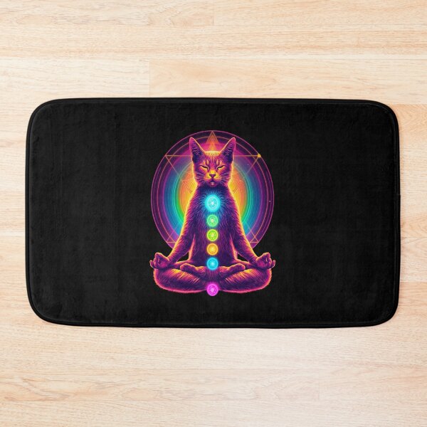 Item preview, Psychedelic Chakra Cat Meditation | Neon Spiritual Yoga Aesthetic Cat Design designed and sold by IdentityThread.