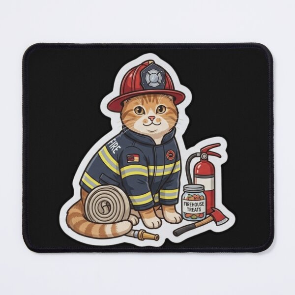 Item preview, Brave Firefighter Ginger Cat Hero Sticker designed and sold by Purely Art Shop.