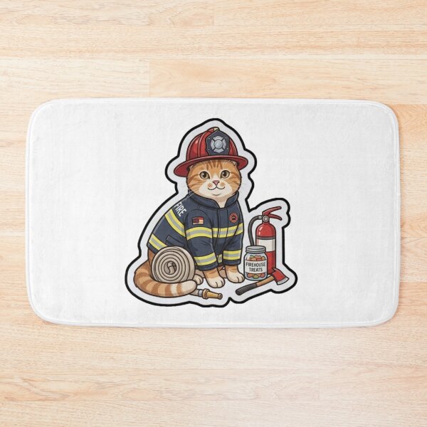 Item preview, Brave Firefighter Ginger Cat Hero Sticker designed and sold by Purely Art Shop.