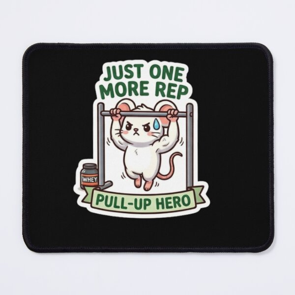 Item preview, Just One More Rep Motivational Mouse Gym Art designed and sold by K-Vibe Design Studio.