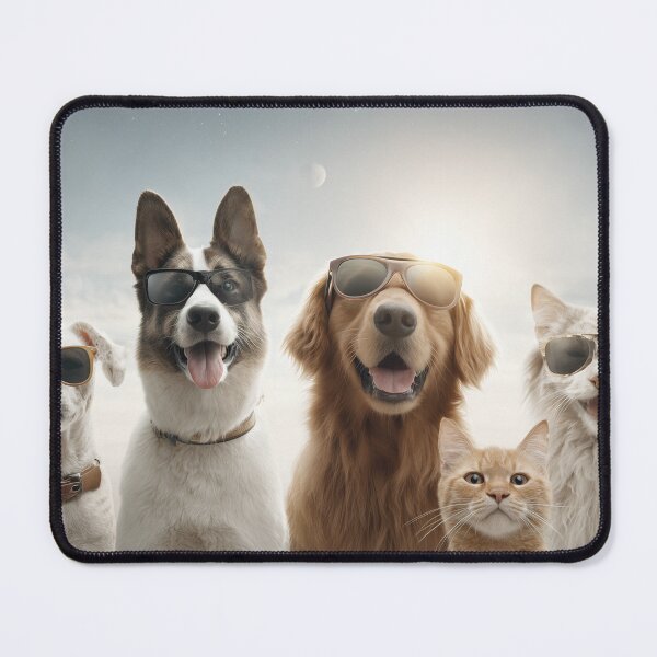 Item preview, Art Dogs and Cats wearing Sunglasses for Funny Poster with Multiple Moons Fantasy Sky Background designed and sold by Jubjangm3.