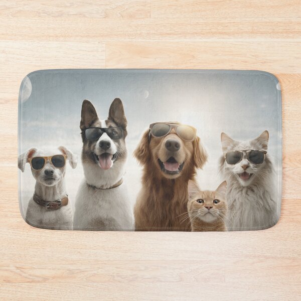 Item preview, Art Dogs and Cats wearing Sunglasses for Funny Poster with Multiple Moons Fantasy Sky Background designed and sold by Jubjangm3.