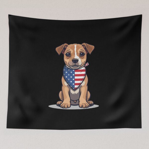 Item preview, Cute Dog with Patriotic Bandana Illustration designed and sold by KapiPrint.