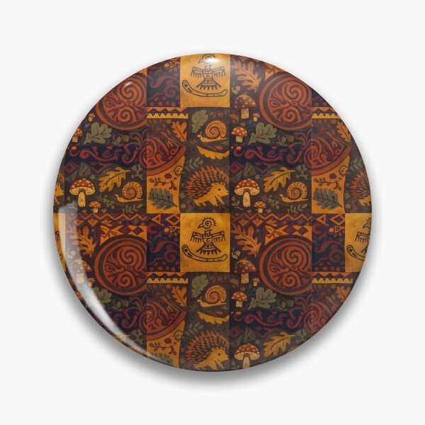 Item preview, Autumn Ethno Patchwork - Rustic Hedgehog and Woodland Folk Art designed and sold by myforestfog.