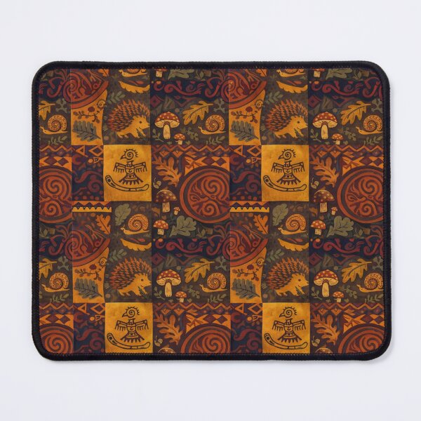 Item preview, Autumn Ethno Patchwork - Rustic Hedgehog and Woodland Folk Art designed and sold by myforestfog.