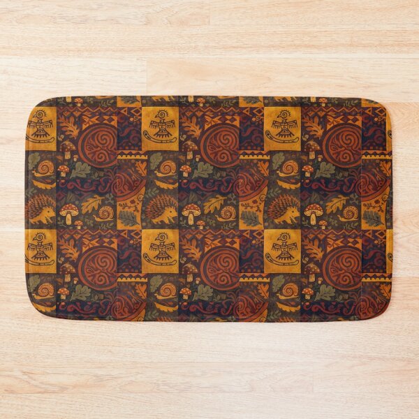 Item preview, Autumn Ethno Patchwork - Rustic Hedgehog and Woodland Folk Art designed and sold by myforestfog.