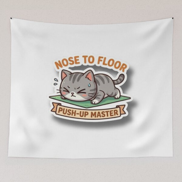 Item preview, Cute Cat Push-Up Master Workout Sticker designed and sold by K-Vibe Design Studio.