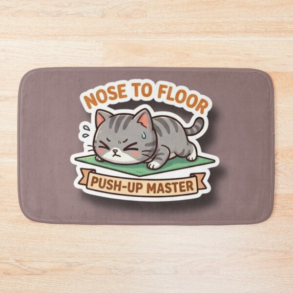 Item preview, Cute Cat Push-Up Master Workout Sticker designed and sold by K-Vibe Design Studio.