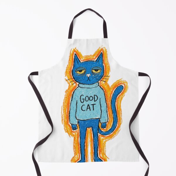 Item preview, Funny Blue Cat Oil Pastel Drawing - "Good Cat" Sarcastic Expression designed and sold by seven things shop.