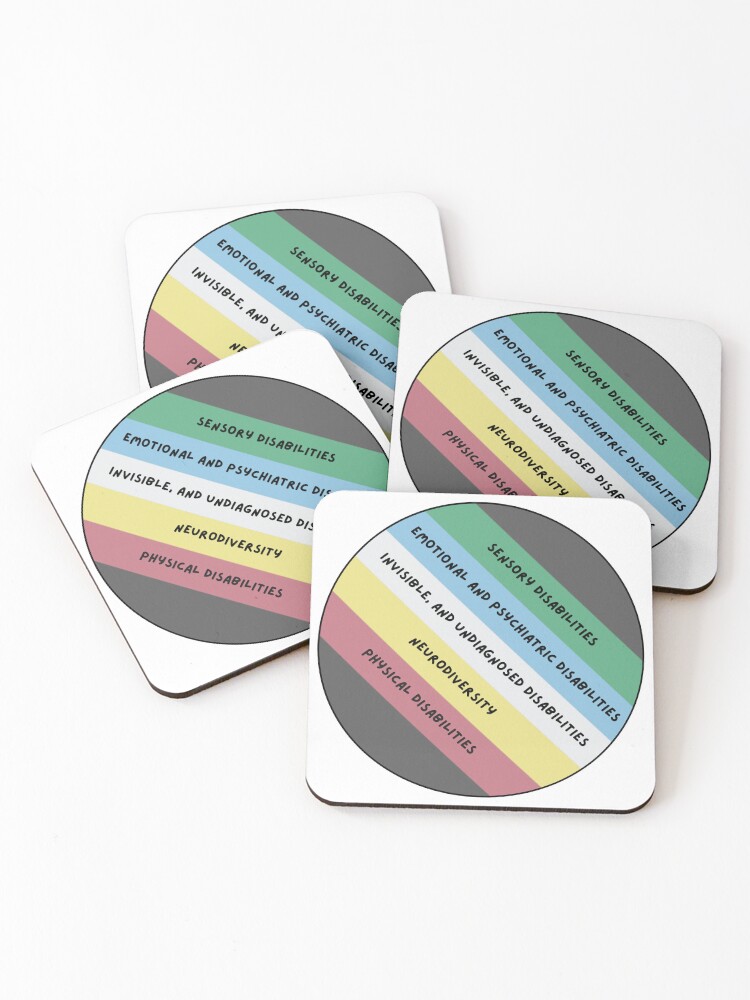 Thumbnail 1 of 5, Coasters (Set of 4), Disability pride (version 5) designed and sold by MEMAndF.