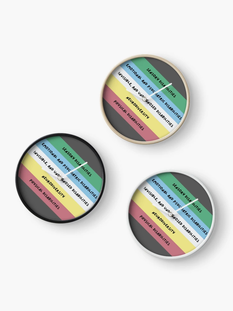 Thumbnail 3 of 4, Clock, Disability pride (version 5) designed and sold by Rebecca Tyler-Squires.
