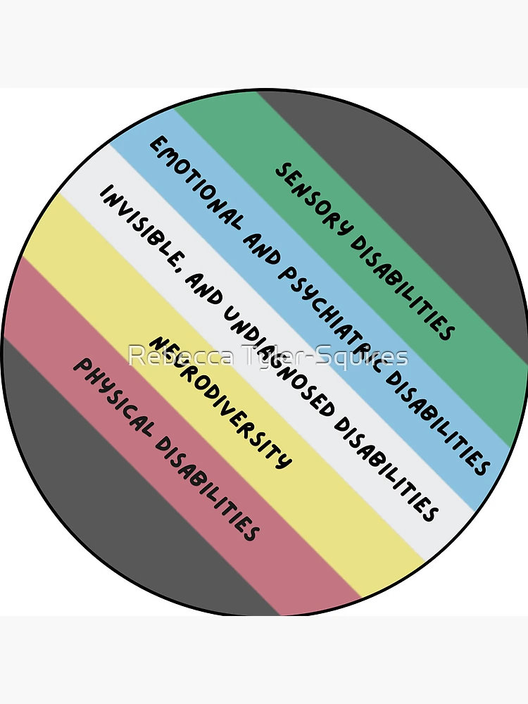 Thumbnail 4 of 4, Clock, Disability pride (version 5) designed and sold by Rebecca Tyler-Squires.