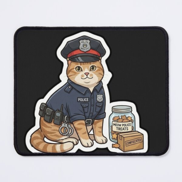 Item preview, Cute Police Officer Ginger Cat with Treats and Evidence Sticker designed and sold by Purely Art Shop.
