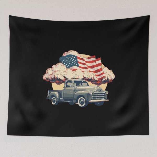 Item preview, Classic Pickup Truck with Patriotic Sky designed and sold by KapiPrint.