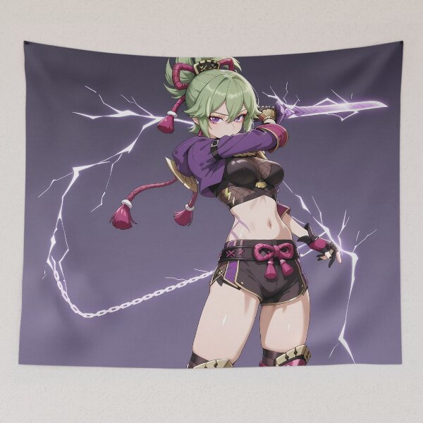 Item preview, Kuki Shinobu Genshin Impact Electric Power Minimal Scene designed and sold by riadjamai.