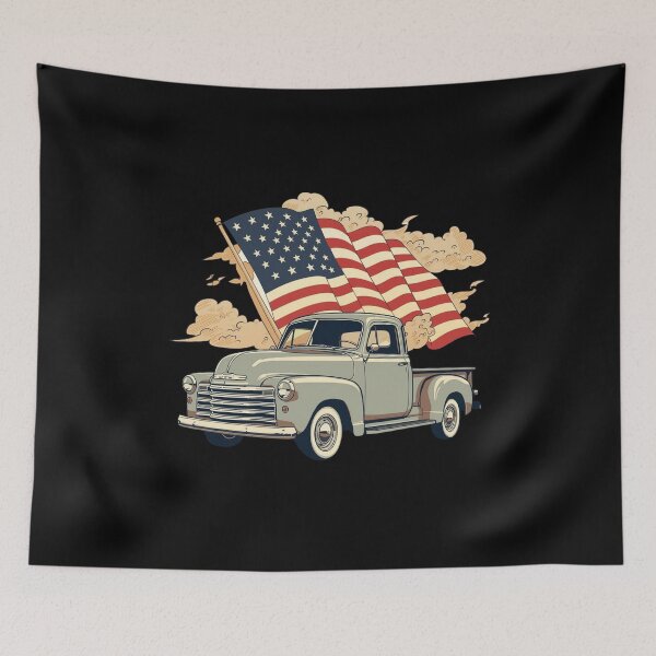 Item preview, Classic Pickup Truck with Patriotic Sky designed and sold by KapiPrint.