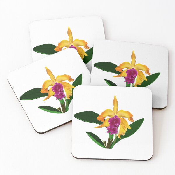 Item preview, Whimsical Hand-Drawn Yellow Cattleya Orchid Botanical Art designed and sold by Niji Hibana.