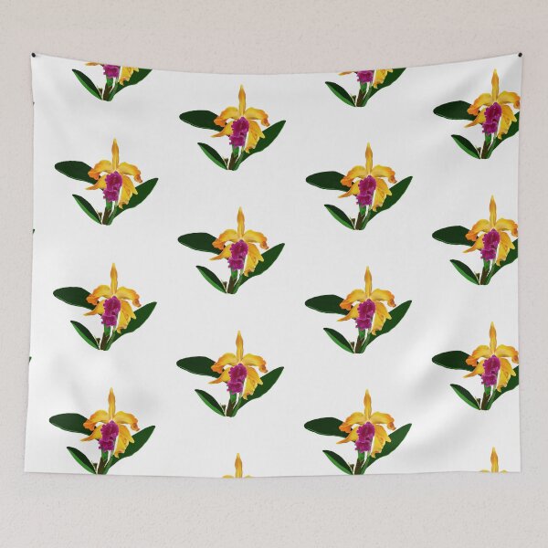 Item preview, Whimsical Hand-Drawn Yellow Cattleya Orchid Botanical Art designed and sold by Niji Hibana.