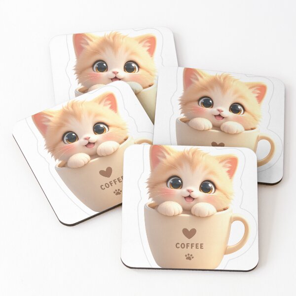 Item preview, Cozy Cup Kitten – Ultra Cute Kawaii Sticker Design designed and sold by Mrs.  Tara.