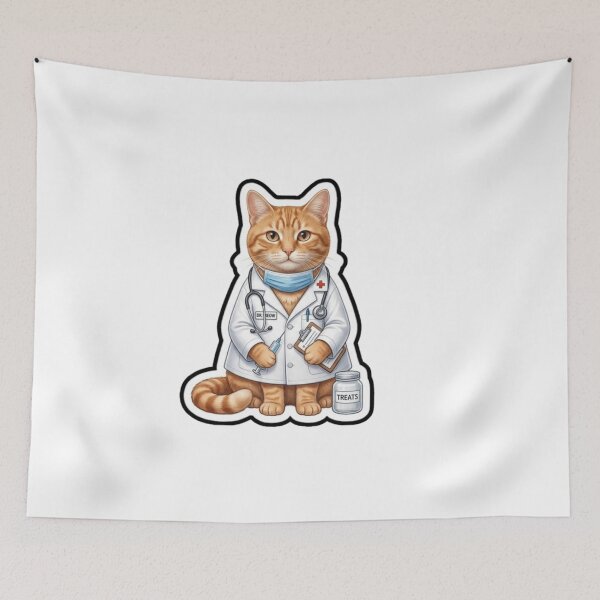 Item preview, Cute Doctor Ginger Cat with Stethoscope and Mask Sticker designed and sold by Purely Art Shop.