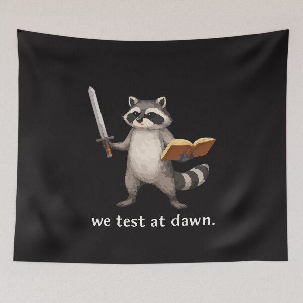 Item preview, We Test At Dawn Funny Teacher Raccoon Test Day Exam Week Testing Humor designed and sold by kiralynstration.