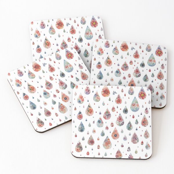 Item preview, Raindrops with flowers watercolor designed and sold by uunaa.