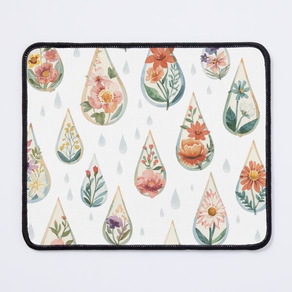 Item preview, Raindrops with flowers watercolor designed and sold by uunaa.