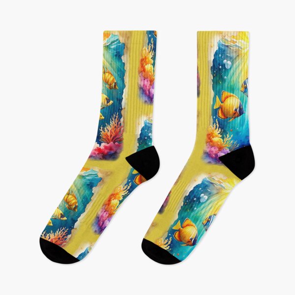 Item preview, Watercolor tropical fish coral reef underwater sunlight ocean art colorful marine life designed and sold by icemanphotos.