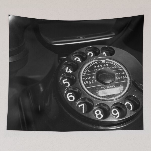 Item preview, Vintage rotary phone in black and white - nostalgic midcentury photography designed and sold by Christa Stroo Photography.