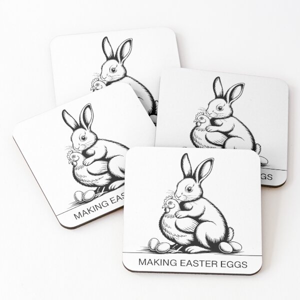 Item preview, Whimsical Rabbit Holding Chicken Easter Eggs Line Art designed and sold by Bloomkept.