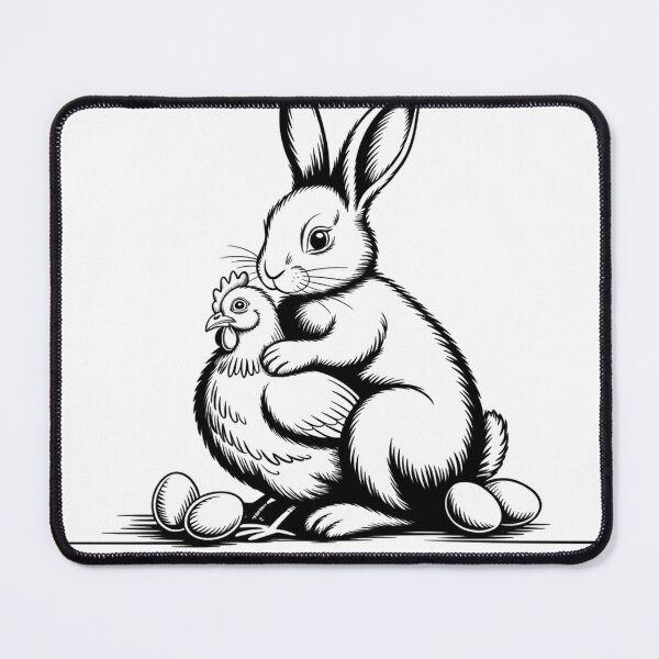 Item preview, Whimsical Rabbit Holding Chicken Easter Eggs Line Art designed and sold by Bloomkept.