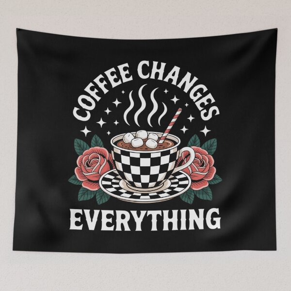 Item preview, Coffee Changes Everything checkered cup Coffee Roses designed and sold by TrinaEspinoza.