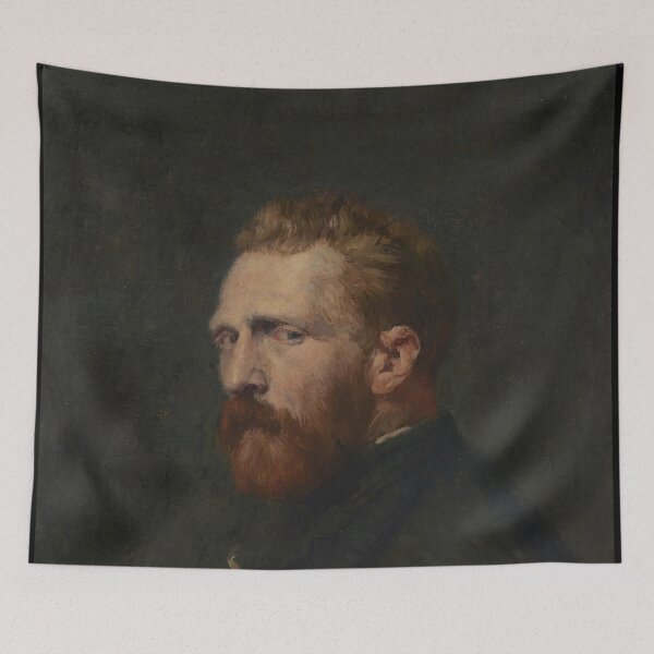 Item preview, Portrait of Vincent Van Gogh by Vincent van Gogh: Dramatic Self Portrait Print designed and sold by artofuniverse.
