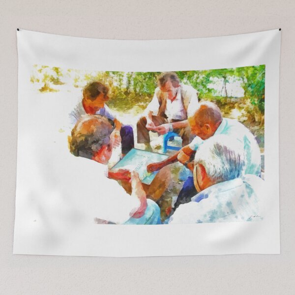 Item preview, Albania: domino players in a Fier park designed and sold by Giuseppe Cocco.