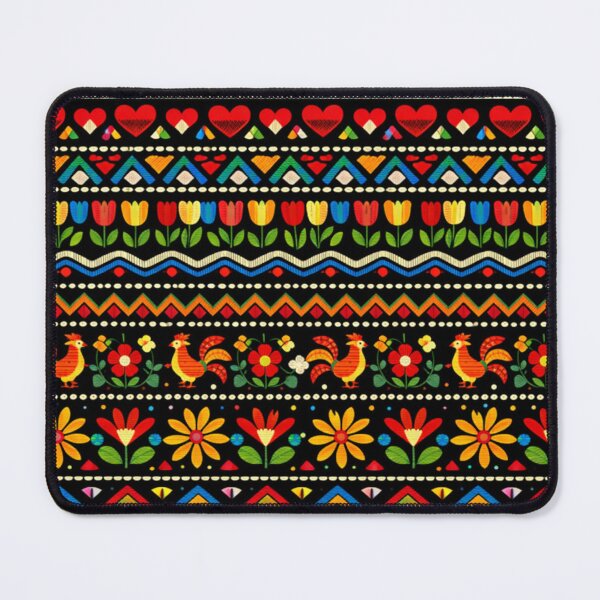 Item preview, Traditional Folk Heritage - Vibrant Embroidery Rooster and Heart Seamless Pattern designed and sold by myforestfog.