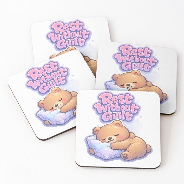 Item preview, Rest Without Guilt Cute Bear, Mental Health Quote  designed and sold by auraRM studio.