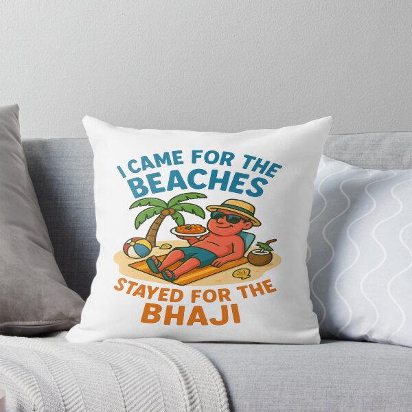 Item preview, I Came for the Beaches Stayed for the Bhaji – Funny Goa Beach Indian Food Vacation Cartoon Design designed and sold by Globalcitytees.