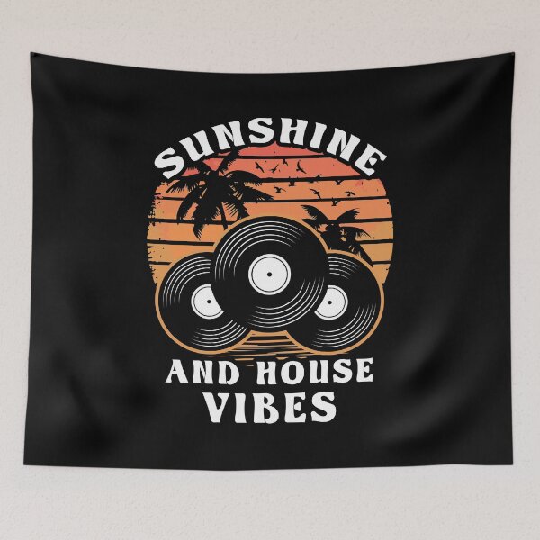Item preview, Sunshine and House Vibes - Retro Vintage Vinyl Record Sunset Palm Trees designed and sold by Dmetalx Art Apparel.