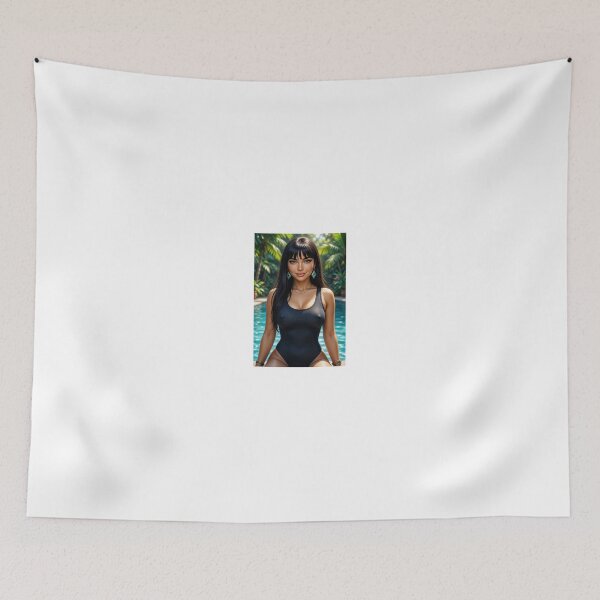 Item preview, Chel black swimsuit poolside tropical resort designed and sold by CathryneDelamort.
